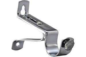 YHO Strong 19mm 28mm & 35mm Metal Curtain Pole Adjustable Bracket Holder Heavy Duty Black, Brass Chrome (Brushed Chrome) (Polished Chrome, 28mm)