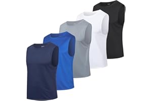 HUAKANG Paquete de 3 or 5 Camiseta Tirantes para Hombre Secado rápido Gimnasio Ropa Deportiva Camiseta sin Mangas para Entrenamiento Running