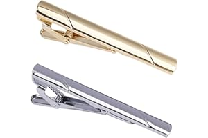 Yuemuop 2 Pièces Pince à Cravate Or Argent Noir Homme, Tie Broche Clip, Pince à Cravate Cuivre, Pince a Cravate Pour Homme