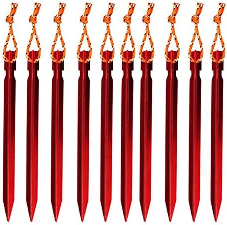 Upline Aluminum Alloy Red Durable Tent Stakes 18cm Length 10 Pieces