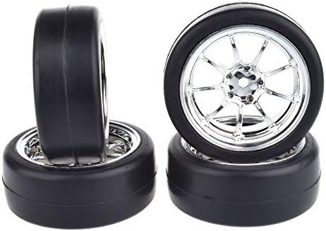 4Pcs 1/10 RC Scale Car On Road Drift Wheels Tires Set Tyre Wheel Rim For Traxxas HSP Tamiya HPI
