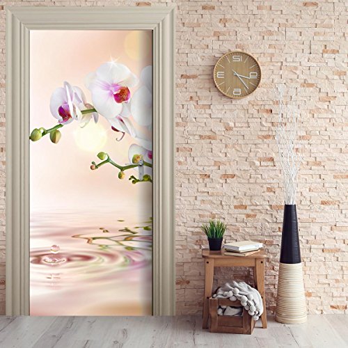 Türtapete selbstklebend TürPoster - ORCHIDEE & WASSER - Fototapete Türfolie Poster Tapete