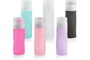 Auptiz Silikon-Reiseflaschen 90 ml Set,6pcs Travel Containers Portable Travel Containers,Silikon Squeeze Bottles, Wiederverwendbar,für Travel Toiletries, Shampoo und Conditioner