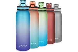 Opard Sports Water Bottle, 900ml BPA Free Non-Toxic Tritan Plastic Drinking Bottle with Leak Proof Flip Top Lid for Gym Yoga Fitness Camping