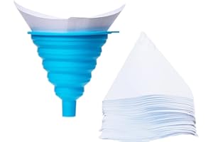 ROIIKETU 101PCS Disposable Paint Filter Strainers Paper with 1Pcs Silicone Filter Funnel Filter, Paint Filter with Fine Nylon Mesh for Automotive,Spray Guns,Arts & Crafts