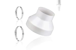 JIHXYER Riduttore in plastica bianca da 150 mm a 100 mm, con 2 fascette in acciaio inox, per tubi rotondi in sistemi di ventilazione