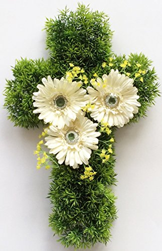 Künstliches GESTECK KREUZ. Z.B. Wandschmuck, Türkranz, Grabschmuck.. Ca 48 x 28 x 9 cm.