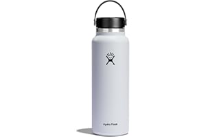 Hydro Flask - Wide Mouth - Botella de Agua 1180 ml (40 oz) - Acero Inoxidable con Aislamiento al Vacío y Tapa a Prueba de Fugas y Revestimiento en Polvo - Wide Mouth - White