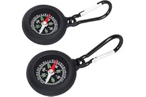 KWINFEI 2PCS Portable Compass with Keychain and Carabiner Clip, Pocket Hiking Compass for Navigation and Outdoor Travel, Durable Waterproof Orienteering Tool for Camping, Backpacking, Adventure Use
