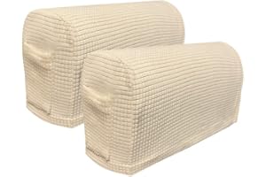 Skybook Armrest Chair Covers with 1 pocket Stretch Armchair Couch Arm Rest Cover Anti-Slip Spandex Polyester Sofa Chair Arm Caps Slipcovers for Furniture Protector Set of 2 (4pcs Ivory White)