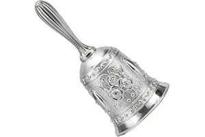 XUELIYUN Bells Guardian Bell Hand Bell Small Teacher Classroom Dinner Tibetan Bells Meditation Gift for Bedridden Mom for Churchl, Hotel, Christmas and Wedding Service, Reception, Dinner, Library, Pub,（Silver）