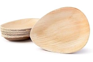 Box and tree | 100Pièces D'Assiettes Jetable En Feuille de Palmier 17cm |Vaisselle Jetable Biodegradable Compostables 100% | Assiette bambou pour Anniversaire, Matériel Palmier Bois