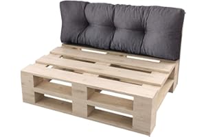 sunnypillow Palettenkissen für Gartenmöbel - Rückenkissen 120 x 40 cm - Rückenpolster für Bett und Sofa - Palettenpolster für Palettenmöbel - Gesteppte Gartenkissen - Rückenlehne, Kissen Anthrazit