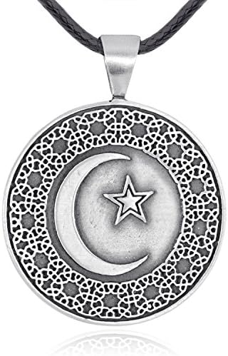 Llords Jewellery Star and Crescent Islam Symbol Pendant Necklace, Fine Pewter Jewelry