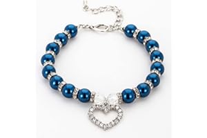 RayMinsino Pet Supplies Pearl Necklace Love Diamond Pendant Pet Collar Cat and Dog Jewelry