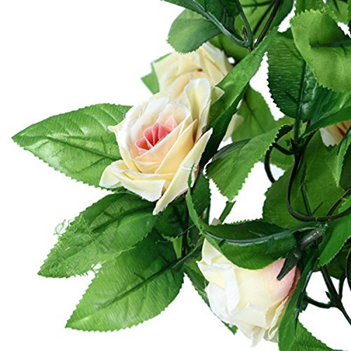 Künstlich Rose Blatt Efeu Girlande Blumen Dekoration (Champagner) - 6