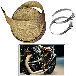Spedy Silencer Wrap With Clamp Bike Exhaust Heat Shield LENGTH-3 Metre Beige Modnum-1