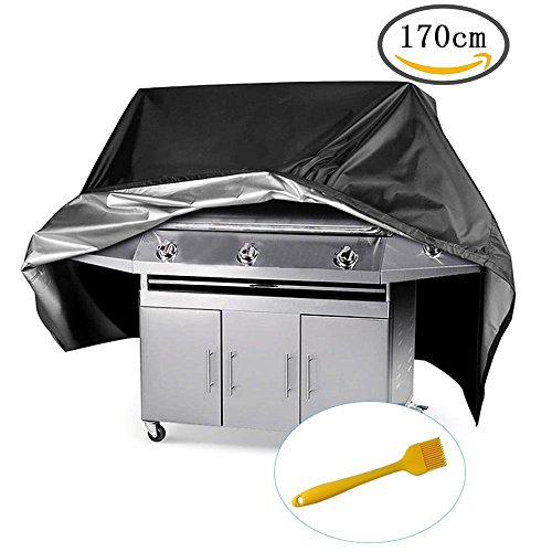 Grill Abdeckhaube, CrazyFire Wasserdichte Grillabdeckung BBQ mit Barbecue Pinsel Patio Outdoor Barbecue Schutzhülle Abdeckhaube Haube 170*61*117cm – Zusätzliche Barbecue Pinsel