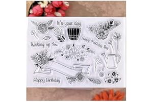 KWELLAM Flowers Leaves Happy Birthday Mother's Day Thinking of You Clear Stamps for Card Making Decoration and DIY Scrapbooking