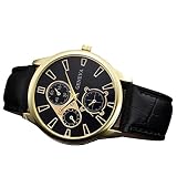 DOGZI Herren Armbanduhr, Uhren Sport Uhr Luxus Armbanduhren - Retro Design Lederband analoge Legierung Quarz-Armbanduhr (A)