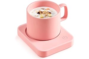 JICHENFANG Chauffe Tasse et Chauffe Café, 3 Réglages de Température Chauffe Boisson, arrêt Automatique de 4 Heures, pour Le Bureau et la Maison Pink(NO Cup