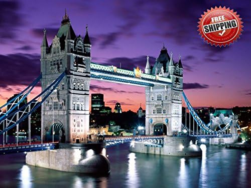 Tower of London at Dusk Cityscape Modern Stunning Canvas Art Print Wall Art - Framed Ready to Hang in your home interior (30" x 20")