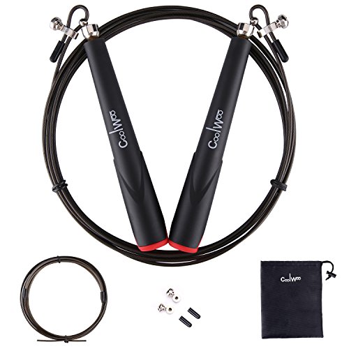 Springseil Speed Rope für Boxen, Crossfit, MMA, WOD und Fitnessübungen, 360 Grad Highspeed blondes Kugellager transportiert Anlage， mit 2 leichtes verstellbares Stahlseil, geeignet nicht nur für Erwachsene und sonder auch für Kinder