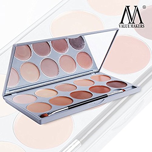 Contouring Palette Abdeckcreme VALUE MAKERS Pro 10 Farben Gesicht Contouring Make up Camouflage + Schminkspiegel - 3