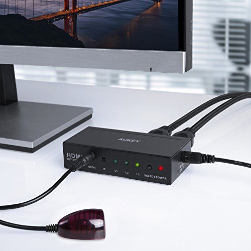 AUKEY HDMI Switch 3 Eingang 1 Ausgang Unterstützung 4K und 3D aus Metall für HDTV / Blu-ray-Player / DVR / Xbox / PS4 usw. - 4
