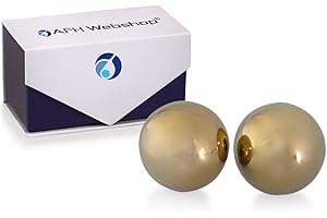 AFH WEBSHOP Meditation Qi-Gong-Kugel Paar mit Klangwerk | Klangkugeln | Yin Yan | Design GOLD METALL (Ø: 50mm)