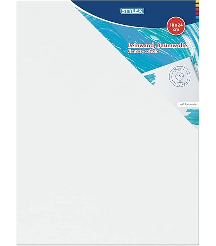 Stylex 28669-P10 - Schilderij karton, 40 x 60 cm. Pak van 10, karton 3 mm dik, overtrokken met 100 procent katoenweefsel, wit gegrond, voor olieverf, acryl- en temperaverf, gouache - schilderen