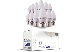 V-TAC Energy Saving Classic C37 Shape LED Bulb with Samsung LED 470 Lumens Warm White B22 - Pack of 12