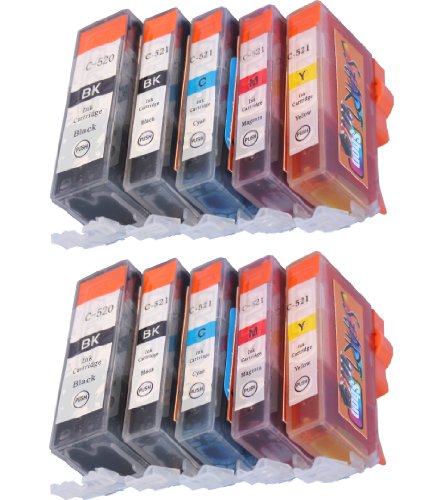 Start-Europe 2 Sätze = 10 kompatible CHIP Patronen zu PGI CLI 520 521 - Black (groß + klein), Cyan, Magenta, Yellow - Druckerpatronen fuer Canon Pixma IP 3600 4600 4600x 4700 MP 540 550 560 620 630 640 980 990 MX 860 870 876 - Sofortiges Einsetzen der Tintenpatrone ohne Adapter - kein Chipumbau wie bei den Orginalpatronen - 100% Füllstandsanzeige - Top Tinte - Qualitäts Ersatzpatrone0 630 860 980 - Sofortiges Einsetzen der Tintenpatronen ohne Adapter - kein Chipumbau wie bei den Orginalpatronen - 100% Füllstandsanzeige - Top Tinte - Qualitäts Ersatzpatronen