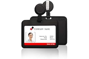 HICYCLE2 Porte-badge horizontal rétractable en plastique souple résistant pour cartes de visite ou cartes de bureau Noir