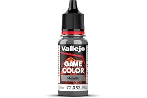 Vallejo Game Color Pintura Acrílica Silver Acabado Mate, 18 ml. Autonivelante y Sistema BSL