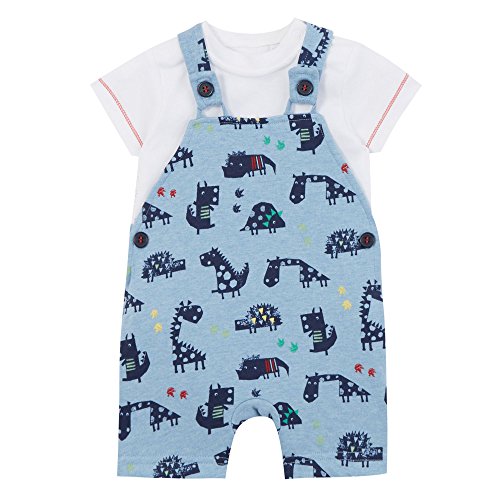 Bluezoo Kids Baby Boys' Blue Dinosaur Print Dungarees And T-Shirt 12-18 Months