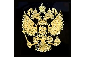 18K guldpläterad rysk flagga logo nickel metall dekaler dubbla huvuden örn emblem bricka medalj låda fodral bil klistermärken (6,0 x 5,4 cm