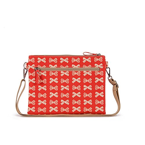Pink Lining Mum on the Run Baby Changing Nappy Bag - Cream Bows on Red