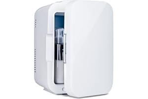 ARTETHYS Mini Fridge for Bedrooms, 4L Portable Car Fridge Mini Refrigerator with System Cooler and Warmer for Skincare Cosmetics Food Drink, Home Office Dorm, 220V / 12V, White