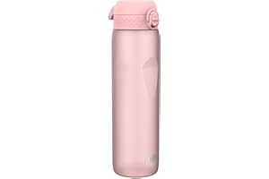 Ion8 Gourde 1l, 1000ml, Anti-Fuite, Facile à Ouvrir, Verrouillage Sécurisé, Poignée de Transport, Lavable en Lave-vaisselle, Sans BPA, Idéale pour le Sport et la Salle de Sport, Rose Clair