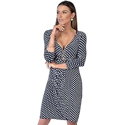 KRISP Vestido Moda Mujer Fruncido, Azul Marino (6487), 46, 6487-NVY-18