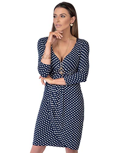 KRISP Vestido Moda Mujer Fruncido, Azul Marino (6487), 46, 6487-NVY-18