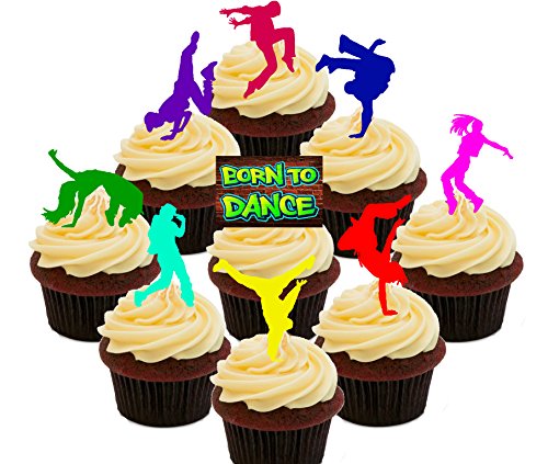 Born to Dance – Street Dancing/Hip-Hop Essbare Cupcake Topper – Stand-Up Wafer Kuchen Dekorationen, Pack of 36