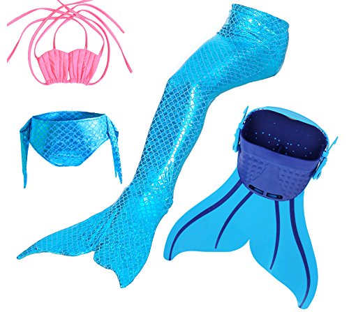 Likeep™ Mädchen Meerjungfrauen Bikini Tankini Kostüm Meerjungfrau Schwimmanzug Badeanzüge Meerjungfrauenschwanz + Schwanzflosse + niedlich Muschelbikini Der Hingucker im Schwimmbad!