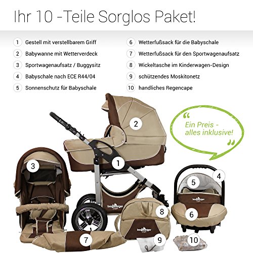 Bergsteiger Capri Kombikinderwagen 3-in-1 – System; Autositz; Schwenkräder (Megaset 10 – teilig; 8 Farben) - 2