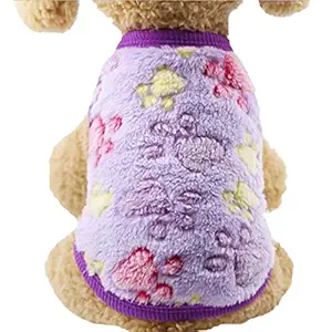 PETANGEL Cute Paw Print Fashion Soft Flannel Fleece Shirt for Small Puppy/Cat (Size: L, Chest: 44 cm, Back Length: 35cm)?