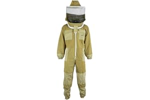 BIENE24.DE Premium Beekeeper Suit with Breathable Net for Beekeepers Bees Puncture Resistant White or Brown 120 140 S M L XL XXL, XL · Brown