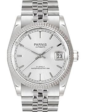 PARNIS Automatikuhr 3233 MIYOTA Elegance Saphirglas Unisex Ø35mm massiv Edelstahl Jubilee Armband verschraubte...