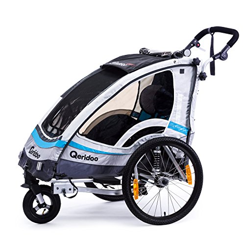 Qeridoo Sportrex 1 Deluxe (inkl. Sitzpolster) Kinder-Fahrradanhänger für 1 Kind (mit einstellbarer Federung)