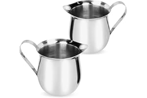 Rolin Roly 2 Pezzi 60ml Bricco da Latte da Cucina Lattiera Acciaio Inox per Latte Salse Cappuccino Barista Café Art Milk Pitcher (60ml)